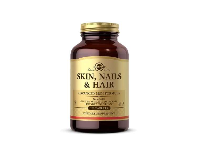 Solgar Skin Nails and Hair Improved MSM Formula with Vitamin C Vegan 120 Tablets
