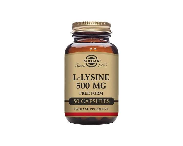 Solgar L-Lysine 500mg Vegetable Capsules Essential Amino Acid