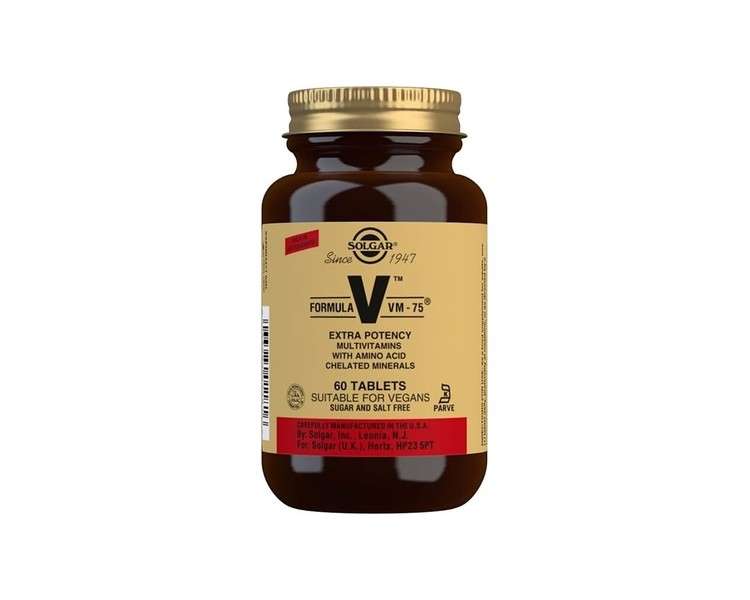 Solgar Formula VM-75 Tablets 60 Tablets - 28 Active Ingredients and 13 Essential Nutrients - Vegan and Gluten Free