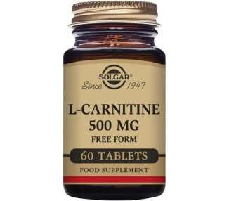Solgar L-Carnitine Tablets 500mg Metabolism Support 60 Tablets - Vegan, Gluten Free and Kosher