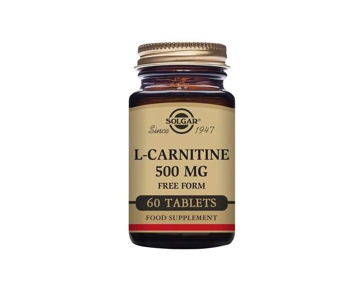 Solgar L-Carnitine Tablets 500mg Metabolism Support 60 Tablets - Vegan, Gluten Free and Kosher
