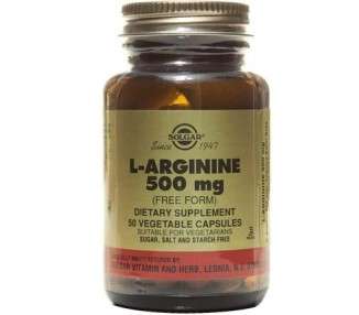 Solgar L-Arginine 500mg Vegetable Capsules for a Healthy Metabolism 50 Count - Vegan and Gluten Free