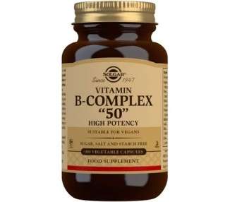 Solgar Vitamin B-Complex 50 High Potency Mental Performance Support 100 Vegetable Capsules
