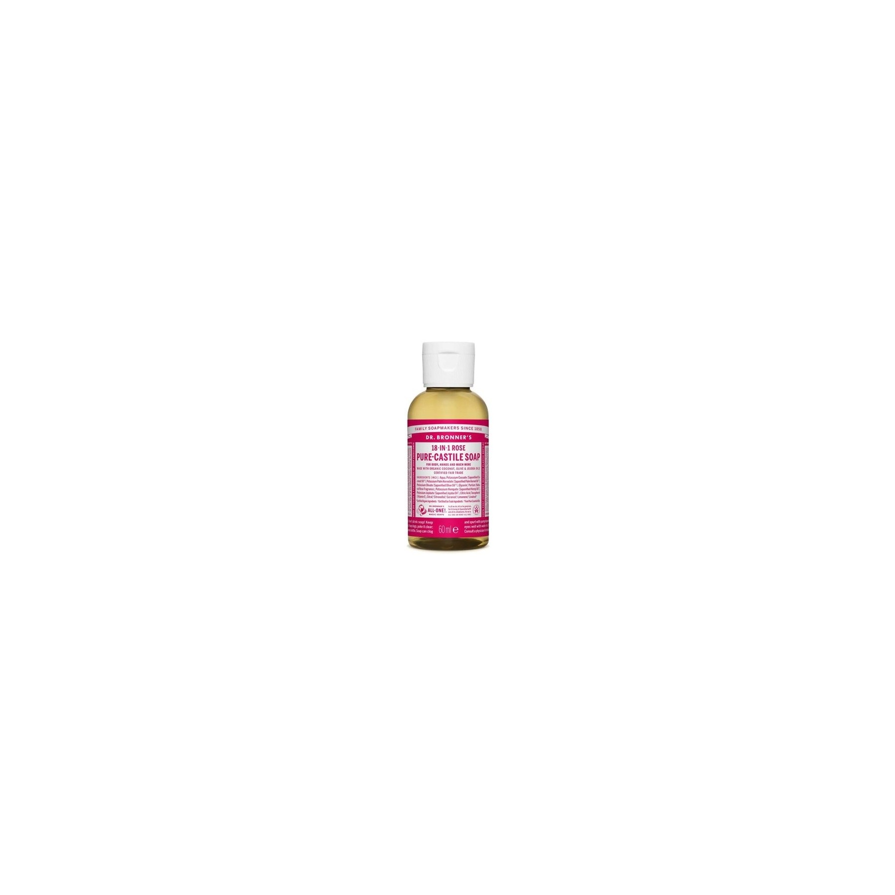 Dr. Bronner's Rose 18-in-1 Magic Soap Organic Liquid Soap 60ml