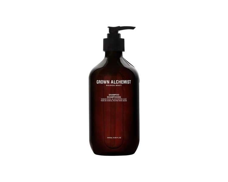 Grown Alchemist Damask Rose, Black Pepper, and Sage Shampoo for Healthy, Hydrated, and Shiny Hair 500mL