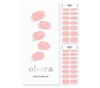 ohora Semi Cured Gel Nail Strips N Tint Baby - Works with Any Nail Lamps Salon-Quality Long Lasting Easy to Apply & Remove - Includes 2 Prep Pads Nail File & Wooden Stick