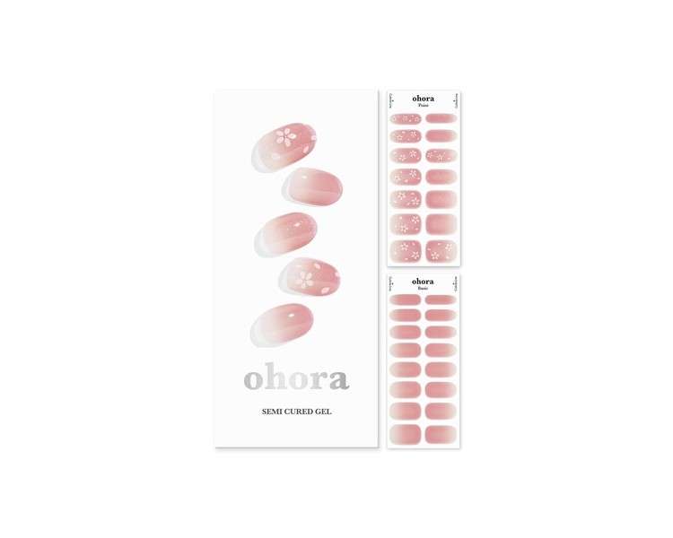 ohora Semi Cured Gel Nail Strips N Blossom - Works with Any UV Nail Lamps Salon-Quality Long Lasting Easy to Apply & Remove Includes 2 Prep Pads Nail File & Wooden Stick