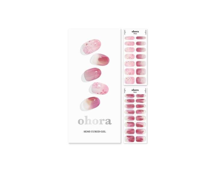 ohora Semi Cured Gel Nail Strips - Works with Any Nail Lamps Salon-Quality Long Lasting Easy to Apply & Remove Includes 2 Prep Pads Nail File & Wooden Stick Pink
