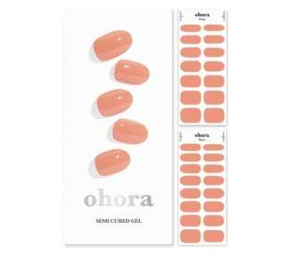 ohora Semi Cured Gel Nail Strips N Cream Sunshine - Works with Any UV Nail Lamps Salon-Quality Long Lasting Easy to Apply & Remove Includes 2 Prep Pads Nail File & Wooden Stick