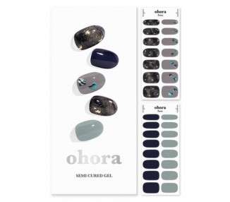 ohora Semi Cured Gel Nail Strips N Sansoo - Works with Any Nail Lamps Salon-Quality Long Lasting Easy to Apply & Remove - Includes 2 Prep Pads Nail File & Wooden Stick