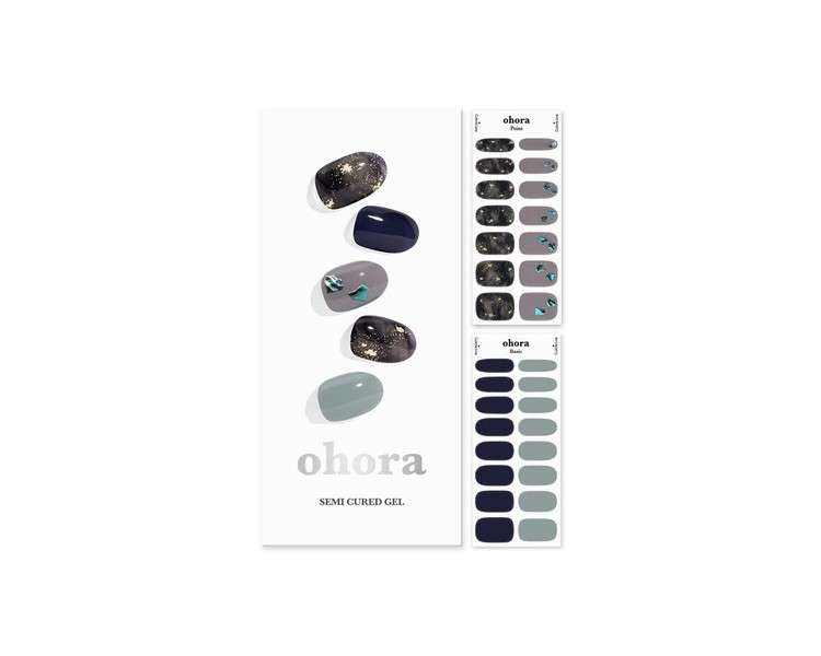 ohora Semi Cured Gel Nail Strips N Sansoo - Works with Any Nail Lamps Salon-Quality Long Lasting Easy to Apply & Remove - Includes 2 Prep Pads Nail File & Wooden Stick
