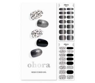 ohora Semi Cured Gel Nail Strips N Tweed Jacket - Works with Any Nail Lamps Salon-Quality Long Lasting Easy to Apply & Remove - Includes 2 Prep Pads Nail File & Wooden Stick