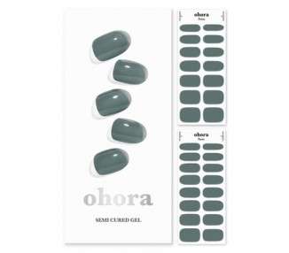 ohora Semi Cured Gel Nail Strips N Tint City - Works with Any Nail Lamps Salon-Quality Long Lasting Easy to Apply & Remove - Includes 2 Prep Pads Nail File & Wooden Stick Green
