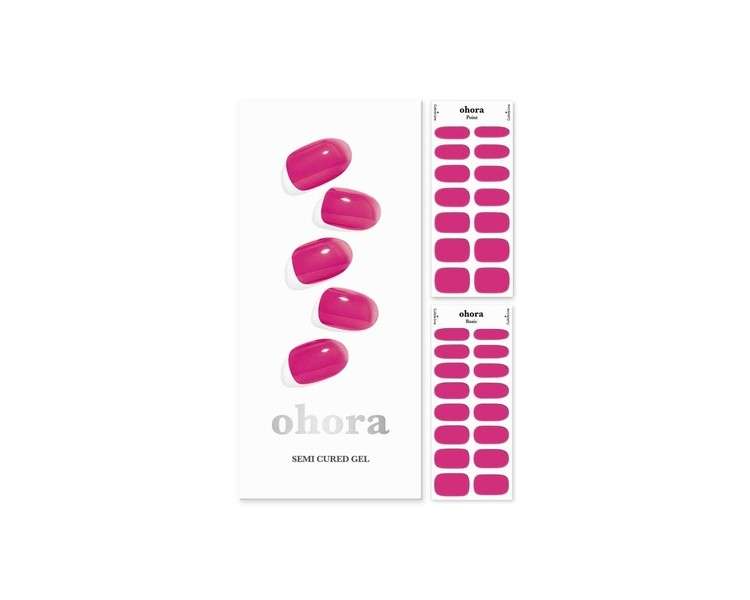 ohora Semi Cured Gel Nail Strips N Tint Reddish - Works with Any Nail Lamps Salon-Quality Long Lasting Easy to Apply & Remove - Includes 2 Prep Pads Nail File & Wooden Stick