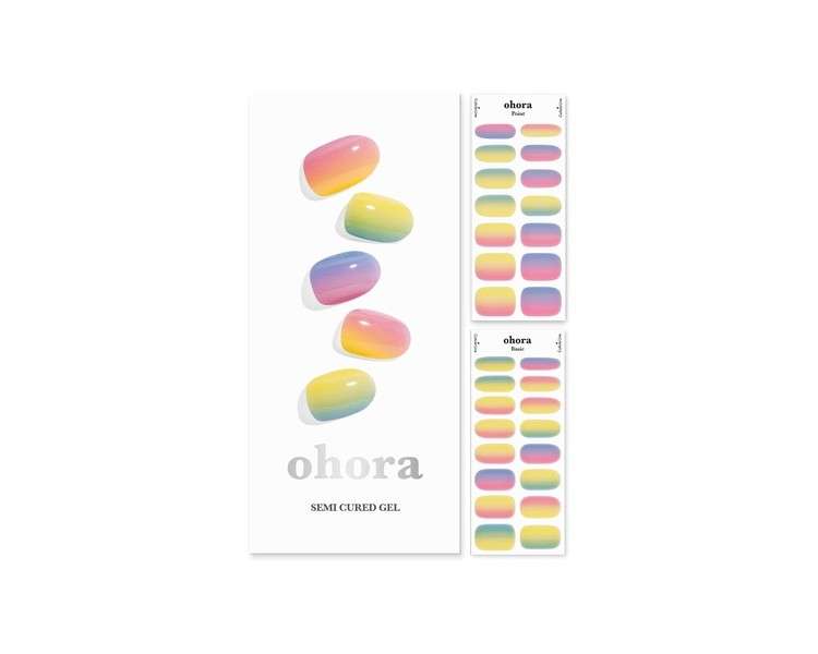 ohora Semi Cured Gel Nail Strips N Pastel - Works with Any UV Nail Lamps Salon-Quality Long Lasting Easy to Apply & Remove Includes 2 Prep Pads Nail File & Wooden Stick