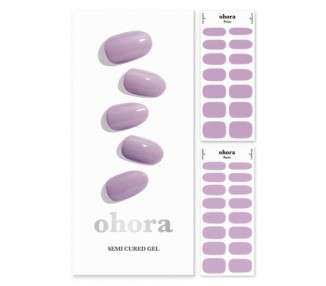 ohora Semi Cured Gel Nail Strips N Blueberry Jam - Works with Any Nail Lamps Salon-Quality Long Lasting Easy to Apply & Remove - Includes 2 Prep Pads Nail File & Wooden Stick Purple
