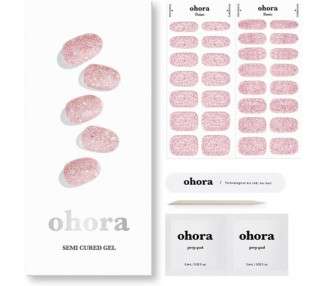 ohora Semi Cured Gel Nail Strips N Pixie Dust - Works with Any Nail Lamps Salon-Quality Long Lasting Easy to Apply & Remove - Includes 2 Prep Pads Nail File & Wooden Stick