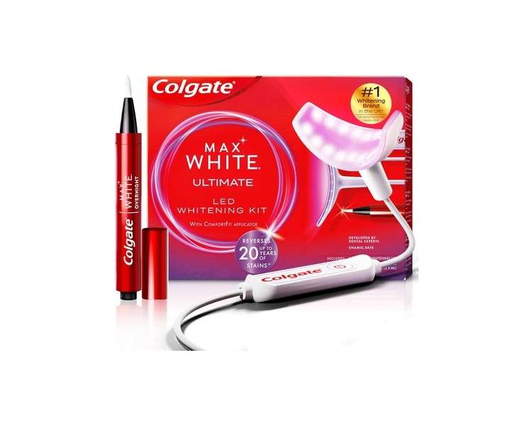 Colgate Max White Ultimate at Home LED Teeth Whitening Kit Enamel Safe Whitening Pen & Smartphone Powered LED Whitening Light