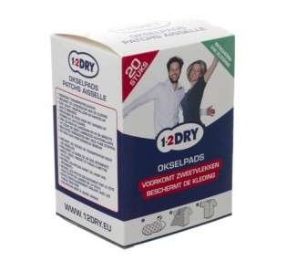1-2DRY 20 Large White Underarm Pads Antiperspirant - Against Sweat Stains - Absorbent