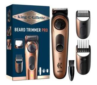 King C. Gillette Pro Electric Beard Trimmer for Men with Precision Wheel for 40 Beard Lengths - Washable - Lifelong Sharp Full Metal Blades