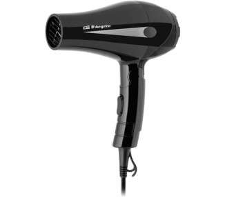 Orbegozo Hair Dryer 1,200W Foldable Handle Black with Concentrator and Diffuser Hanging Ring