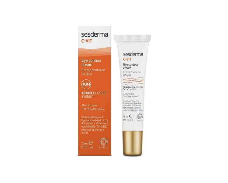Sesderma C-Vit Eye Contour Cream Vitamin C Eye Brightening Reduces Puffiness and Dark Circles Depuffing Eye Cream 15ml