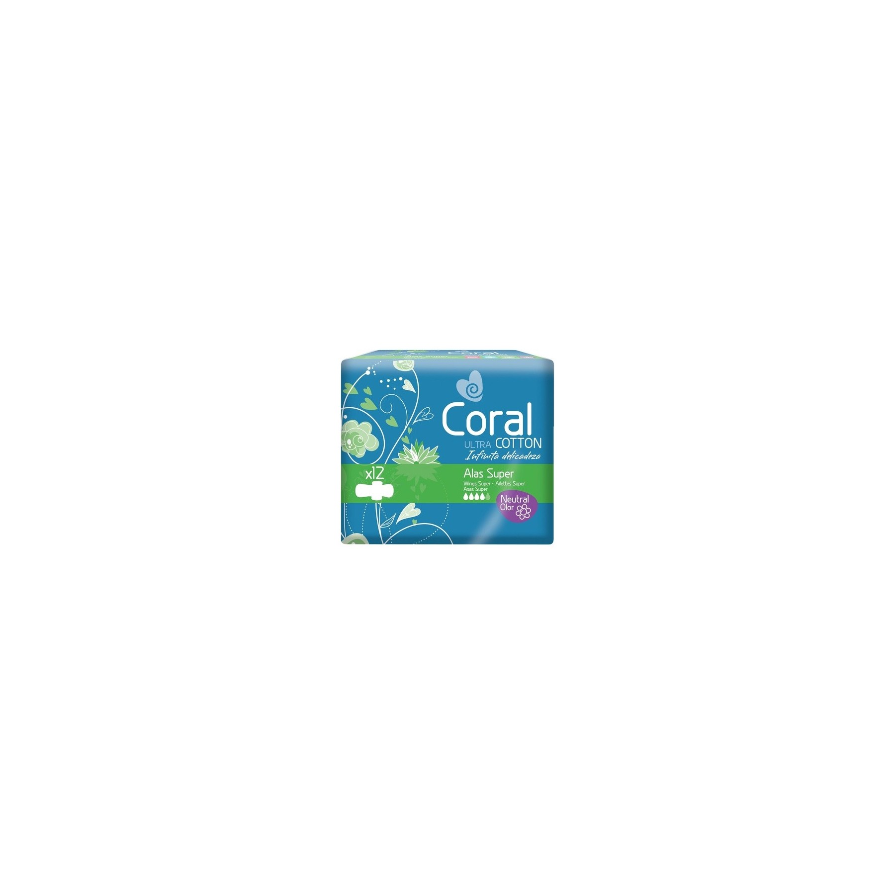 Female Coral Ultra Super Pads with Wings Cotton