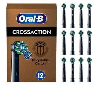 Oral-B Pro Cross Action Electric Toothbrush Head X-Shape and Angled Bristles Pack of 12 - Black