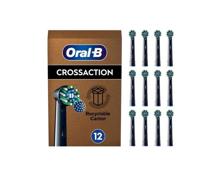 Oral-B Pro Cross Action Electric Toothbrush Head X-Shape and Angled Bristles Pack of 12 - Black
