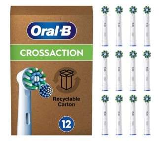 Oral-B Pro Cross Action Electric Toothbrush Head X-Shape and Angled Bristles Pack of 12 - White
