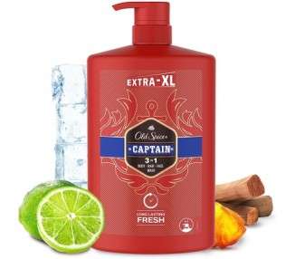 Old Spice Captain Shower Gel & Shampoo For Men 1000ml 3-in-1 Body-Hair-Face Wash Long-lasting Fresh