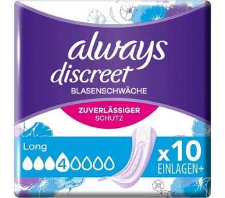 Always Discreet Incontinence Pads Long Plus 10 Pads for Women