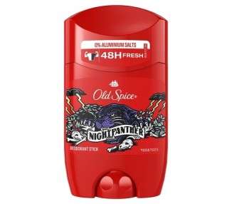 Old Spice Night Panther Deodorant Stick for Men 50ml 48h Freshness 0% Aluminum Salts No White Residue and Yellow Stains