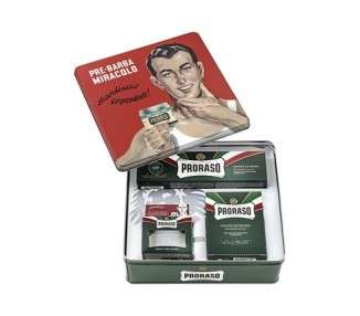 Proraso Shaving Kit for Men Refreshing and Toning Pre-Shave Cream Shaving Cream Tube and After Shave Balm in Vintage Gino Tin All Skin Types