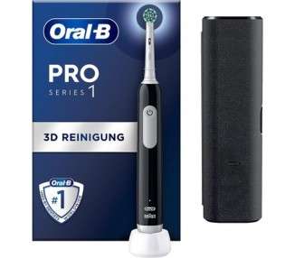Oral-B Pro 1 Cross Action Electric Toothbrush for Dental Cleaning 3 Cleaning Modes Including Sensitive Dental Care Pressure Sensor & Timer Travel Case Designed by Braun Black