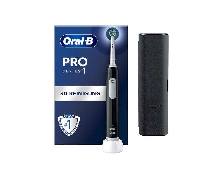 Oral-B Pro 1 Cross Action Electric Toothbrush for Dental Cleaning 3 Cleaning Modes Including Sensitive Dental Care Pressure Sensor & Timer Travel Case Designed by Braun Black