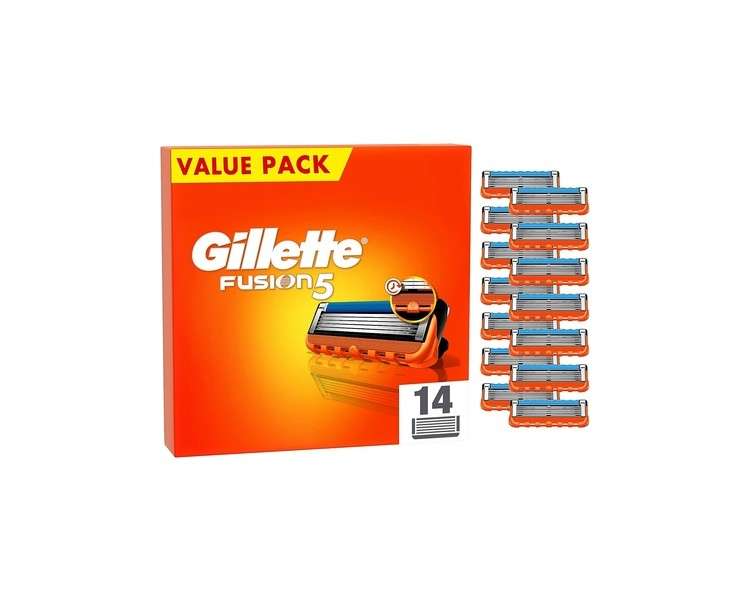 Gillette Fusion 5 Razor Blades 14 Replacement Blades for Men's Wet Shavers with 5-Blade