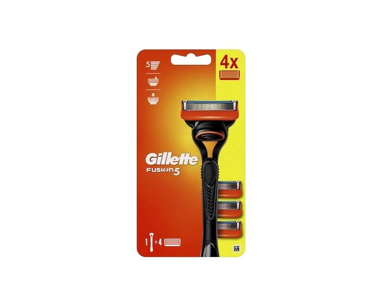 Gillette Fusion5 Men's Razor with 4 Replacement Blades - Black