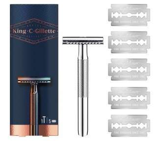 King C. Gillette Men's Safety Razor with 5 Durable Blades