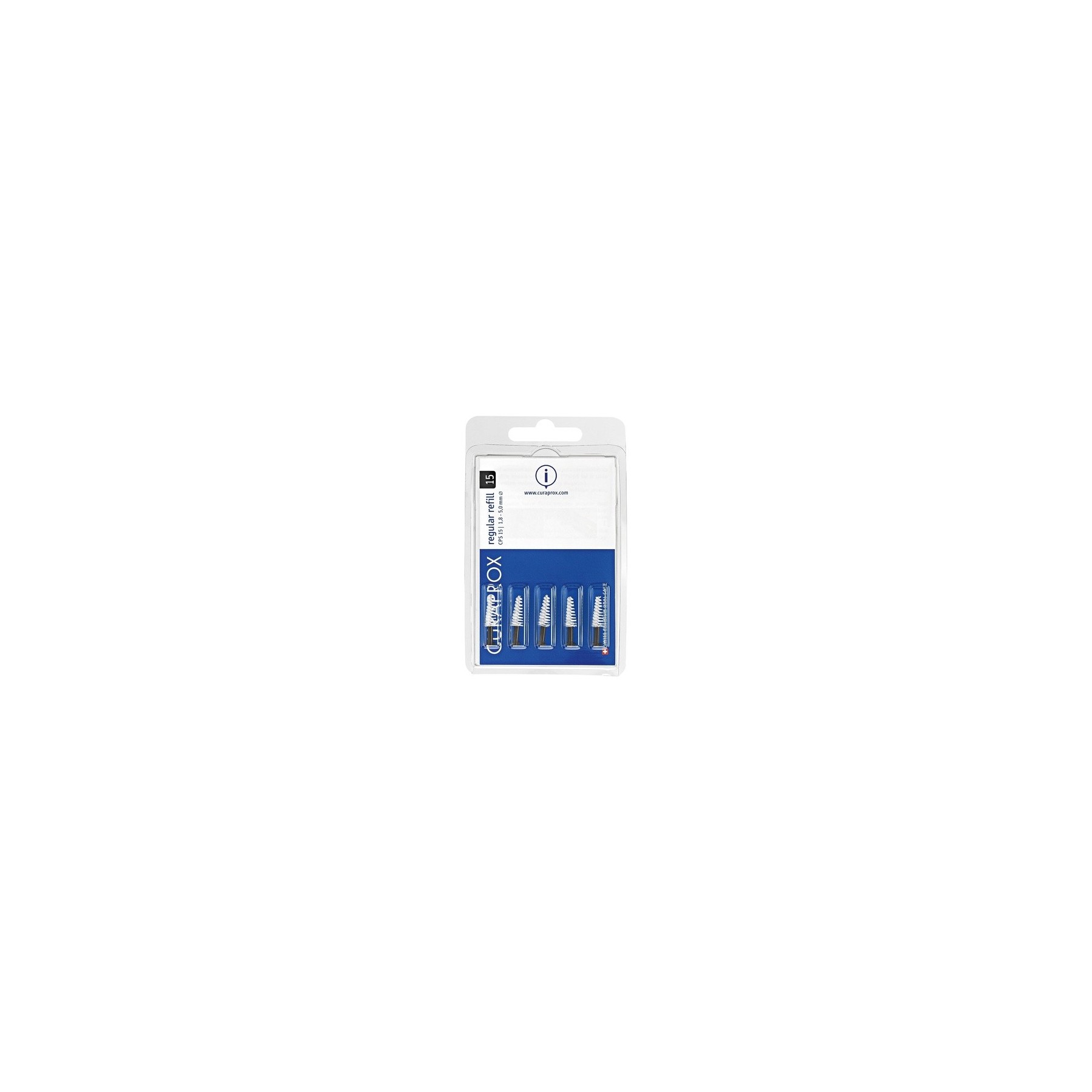 Curaprox Interdental Brushes CPS 15 Regular Refill Pack 5 Pieces Black Conical 1.8mm Diameter 5mm Effectiveness