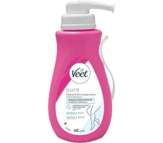 Veet Sensitive Hair Removal Cream - Fast & Effective Hair Removal for Silky Smooth Skin - Application Time 5-10 Minutes, Dispenser with Spatula 400ml