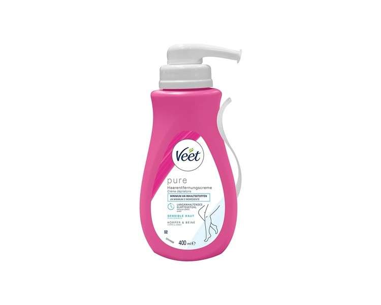 Veet Sensitive Hair Removal Cream - Fast & Effective Hair Removal for Silky Smooth Skin - Application Time 5-10 Minutes, Dispenser with Spatula 400ml