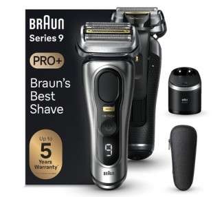 Braun Series 9 Pro+ Electric Shaver with Cleaning Station Wet & Dry 9567cc Silver - New