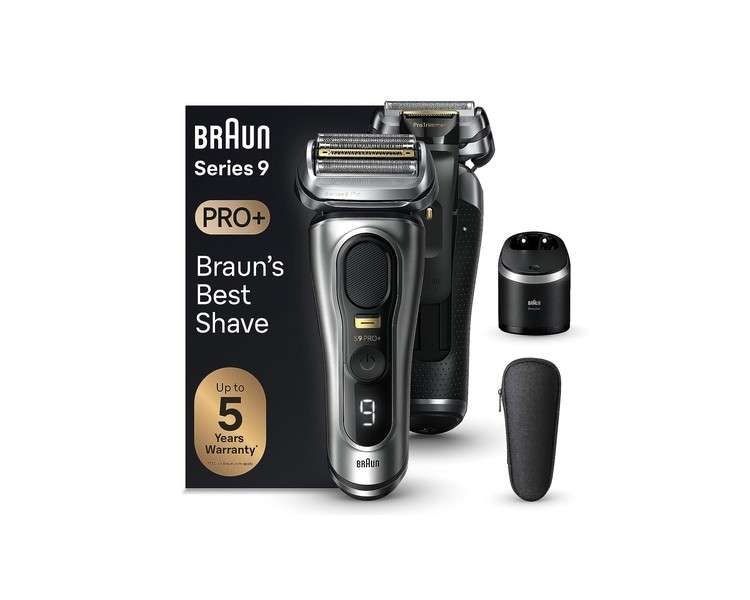 Braun Series 9 Pro+ Electric Shaver with Cleaning Station Wet & Dry 9567cc Silver - New