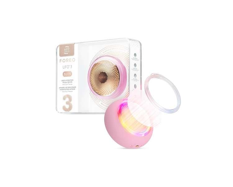 FOREO UFO 3 5-in-1 Full Facial LED Mask Treatment Deep Moisturizer Anti-Aging Face Mask Beauty Face Massager Pearl Pink