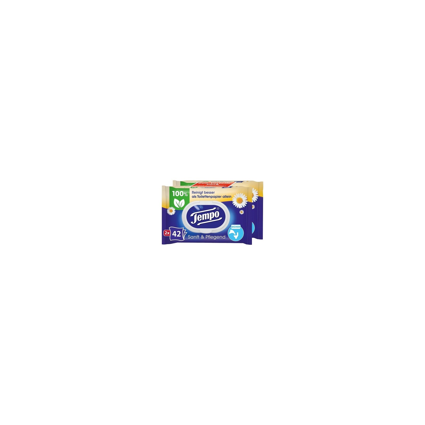 Tempo Moist and Nurturing Toilet Paper Duo Pack 84 Wipes 42 Pieces - Pack of 2