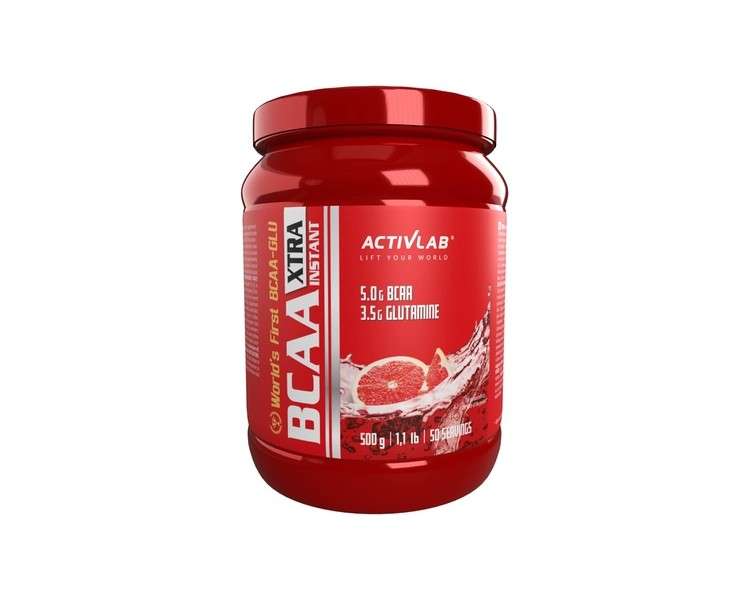 Activlab Bcaa Xtra Instant 500g Jar Workout Powder Recovery Supplements Branched Chain Amino Acids with Glutamine Nutrition Power Grapefruit Flavour