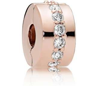 Pandora Timeless Women's 14k Rose Gold-Plated Sparkling Row Spacer Cubic Zirconia Clip Charm for Bracelet