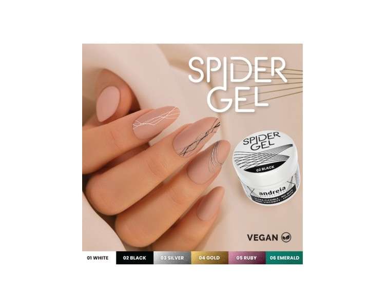 Andreia Professional Black Spider Gel Creation Nail Art Design