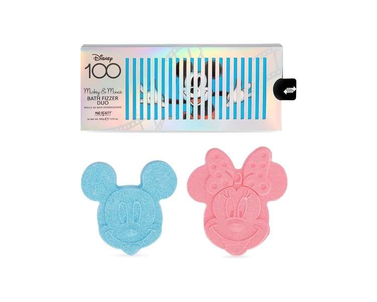 MAD BEAUTY Disney 100 Years of Wonder Bath Fizzers Duo Limited Edition Mickey & Minnie Mouse Lovely Vanilla Fragrance - Pack of 2